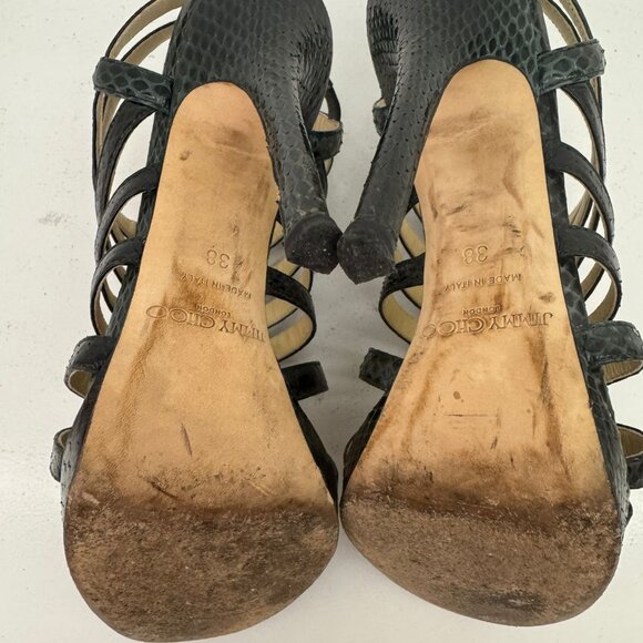 Jimmy Choo Python Elaphe Green Sandals - Picture 6 of 10